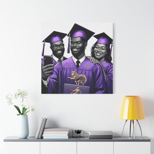 Graduation Celebration Canvas Print, Wall Art for Graduates, Purple Graduation Gift, College Commencement Decor, Customizable Canvas