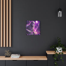 Load image into Gallery viewer, Purple Horror Mummy Canvas Art, Spooky Home Decor, Halloween Wall Art, Horror Movie Print, Gothic Wall Hanging
