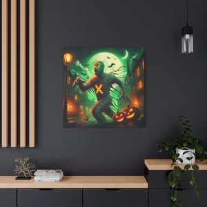 Spooky Halloween Wall Art Canvas, Mummy Decor for Fall, Halloween Party Decoration, Frightening Home Decor, Unique Gift Idea
