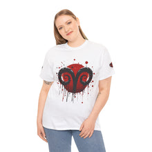 Load image into Gallery viewer, Aries Heart Tee, Unisex Heavy Cotton T-Shirt, Astrology Gift, Birthday Present, Graphic Tee, Casual Wear, Unique Design

