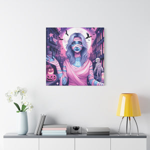Halloween Art Canvas, Spooky Decor, Wall Art, Halloween Decoration, Witch Artwork, Gifts for Her