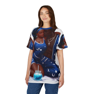 Cosmic Aquarius Love Unisex Cut & Sew Tee – Star & Moon Design