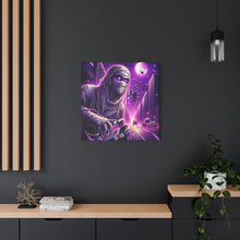 Load image into Gallery viewer, Purple Horror Mummy Canvas Art, Spooky Home Decor, Halloween Wall Art, Horror Movie Print, Gothic Wall Hanging
