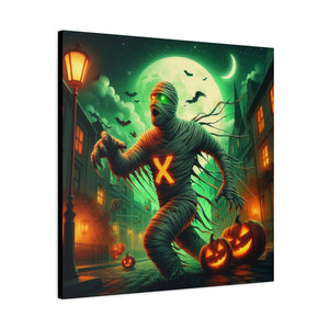 Spooky Halloween Wall Art Canvas, Mummy Decor for Fall, Halloween Party Decoration, Frightening Home Decor, Unique Gift Idea