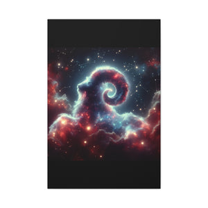 Celestial Ram Canvas Print, Astronomical Art for Home Decor, Unique Gift for Astrology Lovers, Cosmic Wall Art, Stretched Canvas