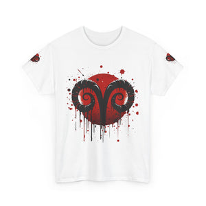 Aries Heart Tee, Unisex Heavy Cotton T-Shirt, Astrology Gift, Birthday Present, Graphic Tee, Casual Wear, Unique Design