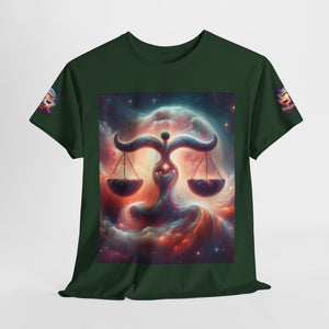 Cosmic Libra Justice Tee, Celestial Balance Shirt, Astrology Themed T-Shirt, Gift for Science Lovers, Unisex Heavy Cotton Tee