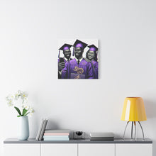 Load image into Gallery viewer, Graduation Celebration Canvas Print, Wall Art for Graduates, Purple Graduation Gift, College Commencement Decor, Customizable Canvas
