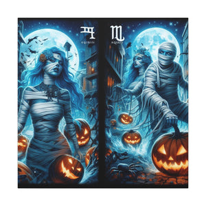 Aquarius Halloween Canvas Wall Art, Spooky Decor, Unique Gift, Home Decoration, Witch Theme Art, Perfect for Fall, Mysterious Vibe