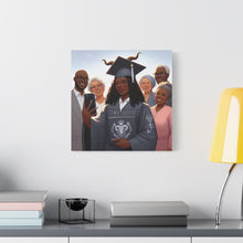 Load image into Gallery viewer, Graduation Celebration Canvas Print, Family Tribute Art, Graduation Gift, Wall Decor for Her, Customizable Artwork
