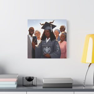 Graduation Celebration Canvas Print, Family Tribute Art, Graduation Gift, Wall Decor for Her, Customizable Artwork