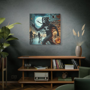 Spooky Halloween Wall Art Canvas, Creepy Decor for Haunted Houses, Trick or Treat Wall Hanging, Frightening Artwork, Seasonal Home Decor