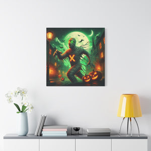 Spooky Halloween Wall Art Canvas, Mummy Decor for Fall, Halloween Party Decoration, Frightening Home Decor, Unique Gift Idea