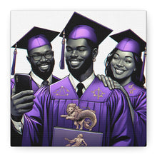 Load image into Gallery viewer, Graduation Celebration Canvas Print, Wall Art for Graduates, Purple Graduation Gift, College Commencement Decor, Customizable Canvas
