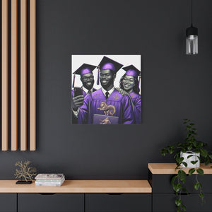 Graduation Celebration Canvas Print, Wall Art for Graduates, Purple Graduation Gift, College Commencement Decor, Customizable Canvas