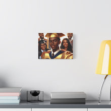 Load image into Gallery viewer, Graduation Celebration Canvas Print, Wall Art for Graduates, Custom Home Decor, Graduation Gift, College Hero Portrait, Family Love Display
