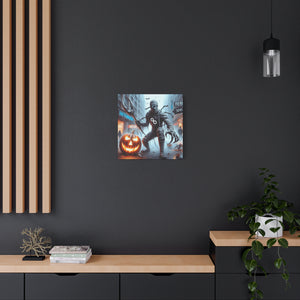 Halloween Canvas Art, Spooky Decor for Fall Celebrations, Mummy with Pumpkins, Cozy Wall Art, Haunted House Vibes