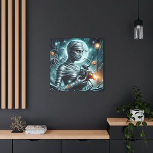 Spooky Mummy Canvas Art, Halloween Home Decor, Unique Wall Art, Horror Theme Decoration, Ghostly Photography Print