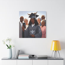 Load image into Gallery viewer, Graduation Celebration Canvas Print, Family Tribute Art, Graduation Gift, Wall Decor for Her, Customizable Artwork
