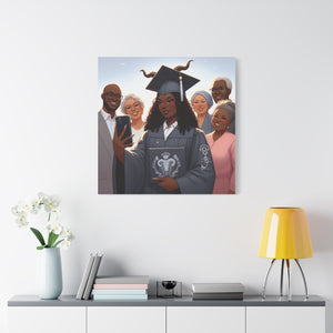 Graduation Celebration Canvas Print, Family Tribute Art, Graduation Gift, Wall Decor for Her, Customizable Artwork