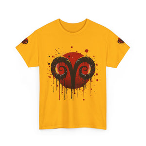 Aries Heart Tee, Unisex Heavy Cotton T-Shirt, Astrology Gift, Birthday Present, Graphic Tee, Casual Wear, Unique Design