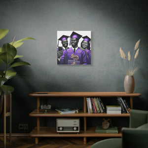 Graduation Celebration Canvas Print, Wall Art for Graduates, Purple Graduation Gift, College Commencement Decor, Customizable Canvas