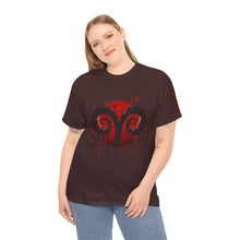Load image into Gallery viewer, Aries Heart Tee, Unisex Heavy Cotton T-Shirt, Astrology Gift, Birthday Present, Graphic Tee, Casual Wear, Unique Design
