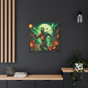 Spooky Halloween Wall Art Canvas, Mummy Decor for Fall, Halloween Party Decoration, Frightening Home Decor, Unique Gift Idea