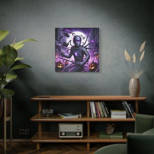 Ninja Halloween Wall Art, Frightening Home Decor, Glow-in-the-Dark Canvas