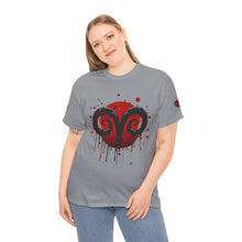 Load image into Gallery viewer, Aries Heart Tee, Unisex Heavy Cotton T-Shirt, Astrology Gift, Birthday Present, Graphic Tee, Casual Wear, Unique Design
