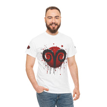 Load image into Gallery viewer, Aries Heart Tee, Unisex Heavy Cotton T-Shirt, Astrology Gift, Birthday Present, Graphic Tee, Casual Wear, Unique Design
