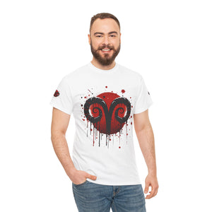 Aries Heart Tee, Unisex Heavy Cotton T-Shirt, Astrology Gift, Birthday Present, Graphic Tee, Casual Wear, Unique Design