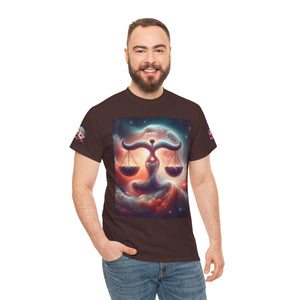 Cosmic Libra Justice Tee, Celestial Balance Shirt, Astrology Themed T-Shirt, Gift for Science Lovers, Unisex Heavy Cotton Tee