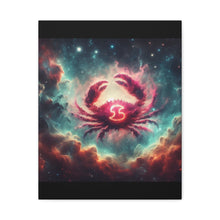 Load image into Gallery viewer, Galactic Crab Canvas Art Print, Home Decor, Zodiac Wall Art, Astrology Gift, Cosmic Crab Decor
