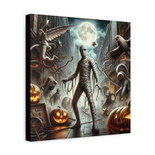 Load image into Gallery viewer, Spooky Mummy Art Canvas Print | Halloween Home Decor, Fall Wall Art, Unique Gift, Framed Mummy Artwork, Creepy Halloween Decor

