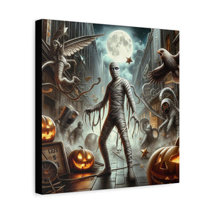 Spooky Mummy Art Canvas Print | Halloween Home Decor, Fall Wall Art, Unique Gift, Framed Mummy Artwork, Creepy Halloween Decor