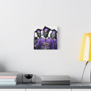 Graduation Celebration Canvas Print, Wall Art for Graduates, Purple Graduation Gift, College Commencement Decor, Customizable Canvas
