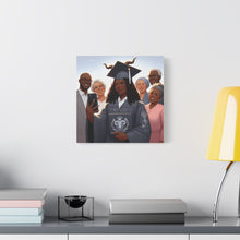 Load image into Gallery viewer, Graduation Celebration Canvas Print, Family Tribute Art, Graduation Gift, Wall Decor for Her, Customizable Artwork
