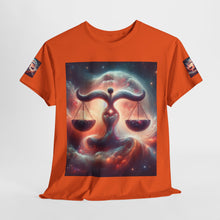 Load image into Gallery viewer, Cosmic Libra Justice Tee, Celestial Balance Shirt, Astrology Themed T-Shirt, Gift for Science Lovers, Unisex Heavy Cotton Tee
