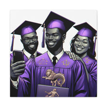 Load image into Gallery viewer, Graduation Celebration Canvas Print, Wall Art for Graduates, Purple Graduation Gift, College Commencement Decor, Customizable Canvas

