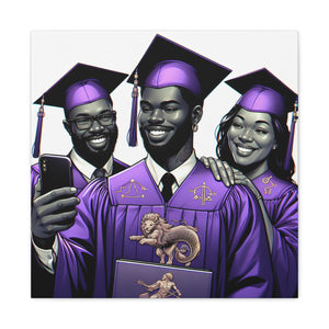 Graduation Celebration Canvas Print, Wall Art for Graduates, Purple Graduation Gift, College Commencement Decor, Customizable Canvas