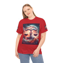 Load image into Gallery viewer, Cosmic Libra Justice Tee, Celestial Balance Shirt, Astrology Themed T-Shirt, Gift for Science Lovers, Unisex Heavy Cotton Tee
