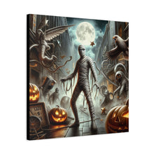 Load image into Gallery viewer, Spooky Mummy Art Canvas Print | Halloween Home Decor, Fall Wall Art, Unique Gift, Framed Mummy Artwork, Creepy Halloween Decor
