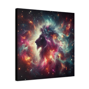 Cosmic Lion Canvas Art, Wall Decor, Galaxy Artwork, Home Decor, Unique Gift for Art Lovers, Space Theme