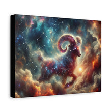 Load image into Gallery viewer, Celestial Aries Ram Canvas Art, Zodiac Decor, Astrological Wall Art, Gift for Astrology Lovers, Cosmic Home Decor, Unique Art Piece
