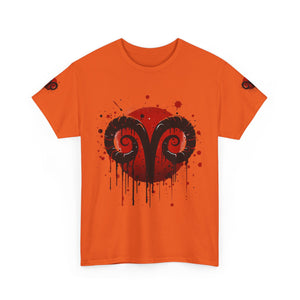Aries Heart Tee, Unisex Heavy Cotton T-Shirt, Astrology Gift, Birthday Present, Graphic Tee, Casual Wear, Unique Design