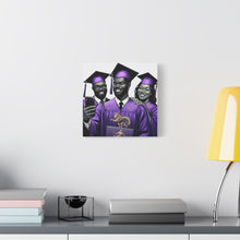 Load image into Gallery viewer, Graduation Celebration Canvas Print, Wall Art for Graduates, Purple Graduation Gift, College Commencement Decor, Customizable Canvas
