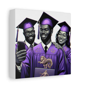 Graduation Celebration Canvas Print, Wall Art for Graduates, Purple Graduation Gift, College Commencement Decor, Customizable Canvas