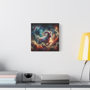 Celestial Aries Ram Canvas Art, Zodiac Decor, Astrological Wall Art, Gift for Astrology Lovers, Cosmic Home Decor, Unique Art Piece