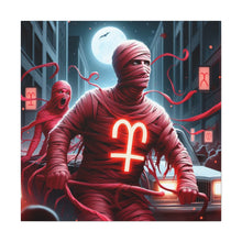 Load image into Gallery viewer, Retro Horror Art Canvas Print, Mummy Wall Art, Spooky Home Decor, Halloween Gift, Dark Aesthetic

